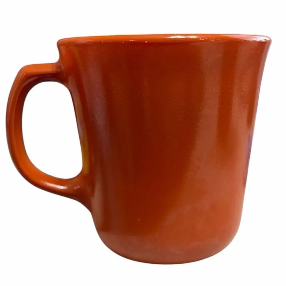 Vintage Corning Burnt Orange Milk Glass Coffee Mugs Set of 2 | Retro 1970s Brown